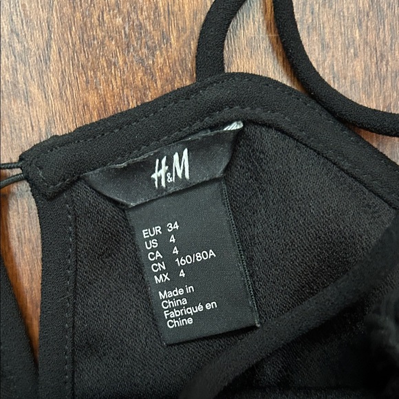 H&M Modern LBD Black Midi Dress with Black Sheer Mesh Panel is Front, Size 4 - Picture 10 of 10